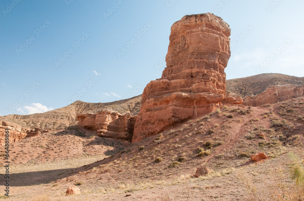 Charyn or a canyon on the Sharyn river in Kazakhstan, part of the Charyn National park