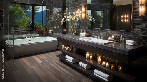 Luxurious master bathroom with a double vanity