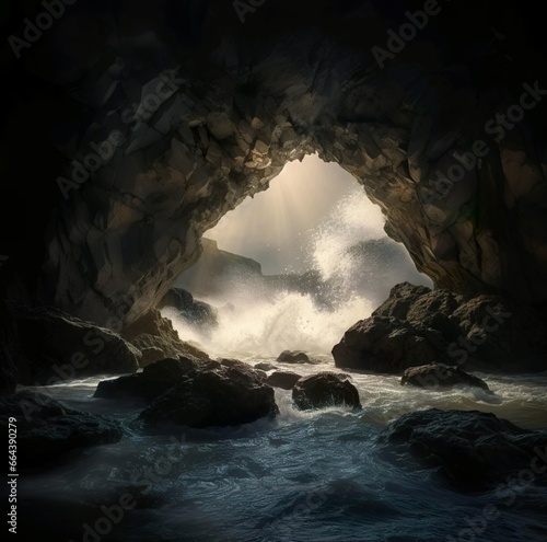 Cave on the shore of ocean 