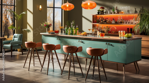 Mid-century modern inspired home bar