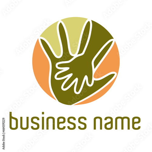 caring and charity logo template, child care hands graphic