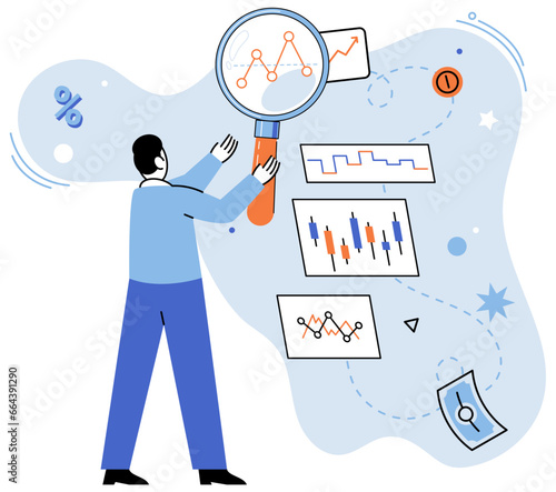 Promotion discount sale. Vector illustration. Flash sale online, game of fast fingers and faster checkouts Sales index, mood ring of marketplace Forecast of future sales, pathfinder in wilderness