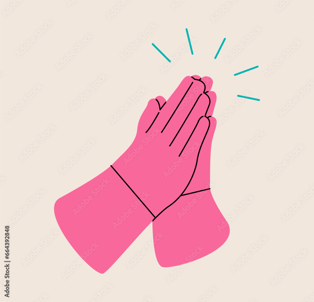 Sign of hand for praying, hand please concept. Colorful vector illustration Sign of hand for praying, hand please concept. Colorful vector illustration