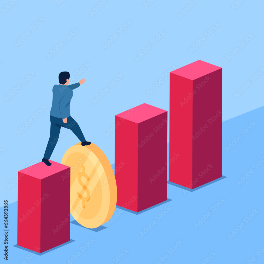 people walking on coins as a bridge, metaphor of financial aid. Simple flat conceptual illustration. people walking on coins as a bridge, metaphor of financial aid. Simple flat conceptual illustration.