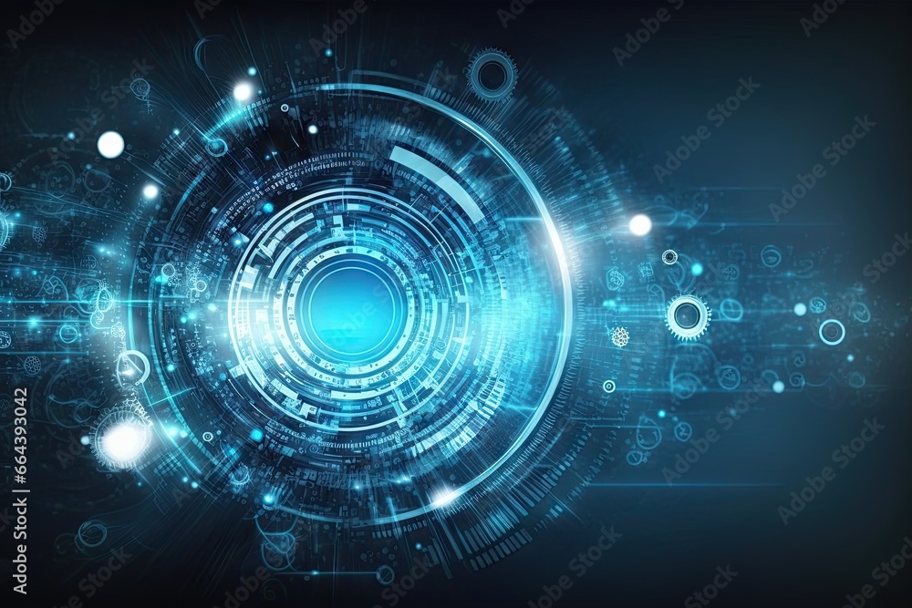 Fototapeta premium Futuristic digital circuit board. Abstract tech background. Cyberspace connection. Blue technology concept. Innovative web. Future illustration