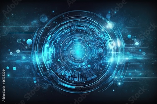Futuristic digital circuit board. Abstract tech background. Cyberspace connection. Blue technology concept. Innovative web. Future illustration
