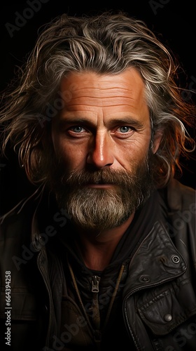 Portrait of middle aged man. Model portrait illustration. Generative AI