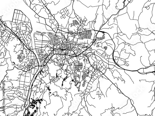 Vector road map of the city of Imaricho-ko in Japan with black roads on a white background. 4:3 aspect ratio.