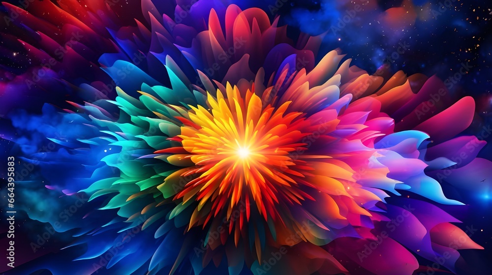 Obraz premium Vibrant multicolored explosion of light and energy