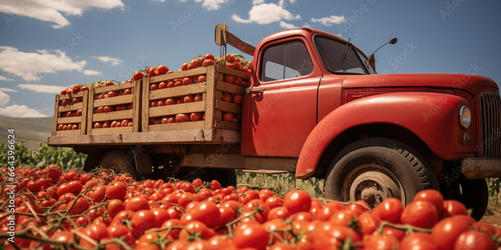 tomato harvest overload. - obrazy, fototapety, plakaty 