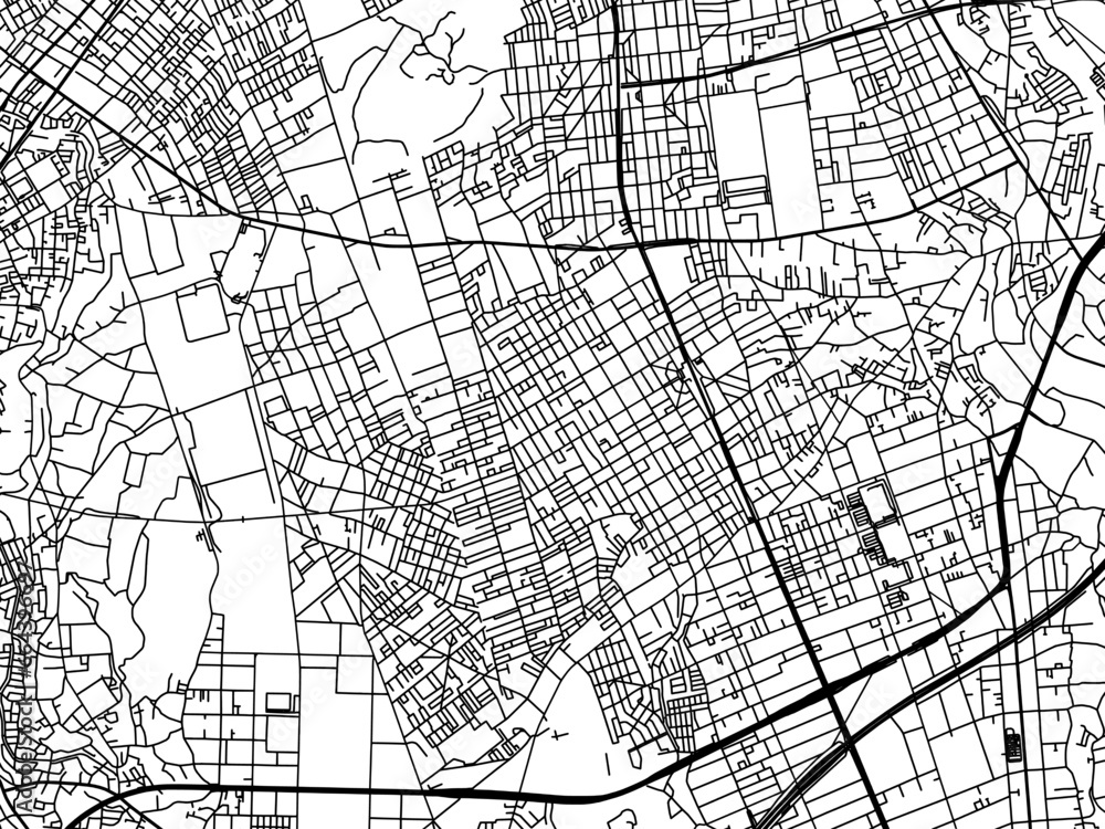 Vector road map of the city of  Minamirinkan in Japan with black roads on a white background. 4:3 aspect ratio.