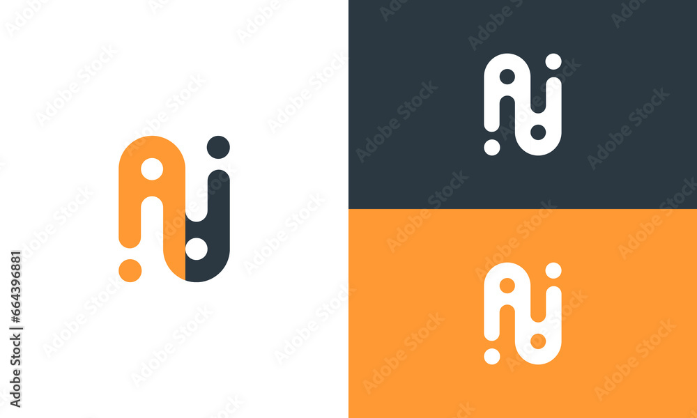 initials ai or ia logo design vector illustration - obrazy, fototapety, plakaty 
