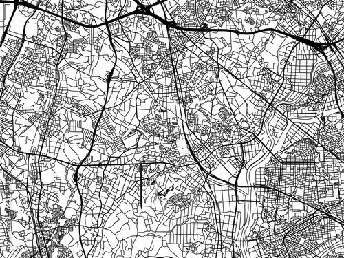 Vector road map of the city of  Obu in Japan with black roads on a white background. 4:3 aspect ratio. photo