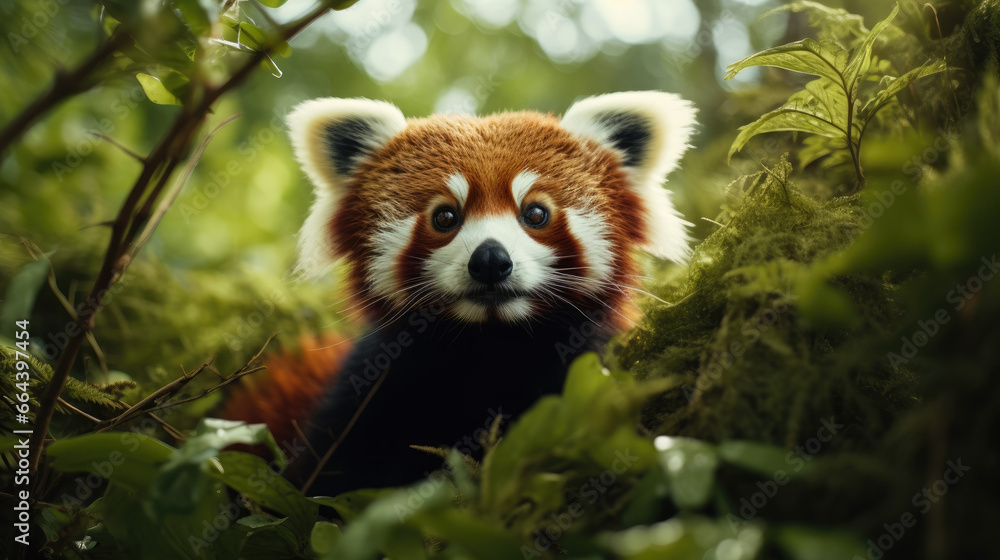 Red Panda in Natural Habitat Close-up Portrait Red Panda in Natural Habitat Close-up Portrait