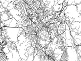 Vector road map of the city of  Tagawa in Japan with black roads on a white background. 4:3 aspect ratio.