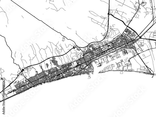 Vector road map of the city of  Tomakomai in Japan with black roads on a white background. 4:3 aspect ratio. photo