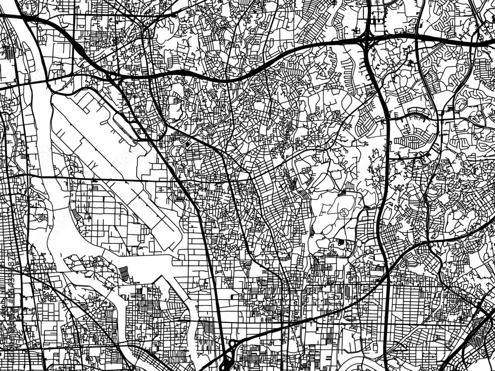 Obraz premium Vector road map of the city of Toyonaka in Japan with black roads on a white background. 4:3 aspect ratio.