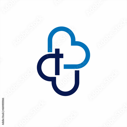 Unique heart logo design with cross in cloud concept.