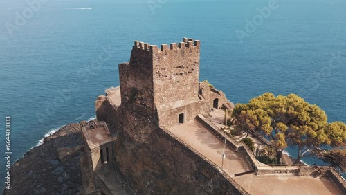 Aerial view of the marvellous Aci Castello in Catania, Norman Castle built on Lava rocks photo