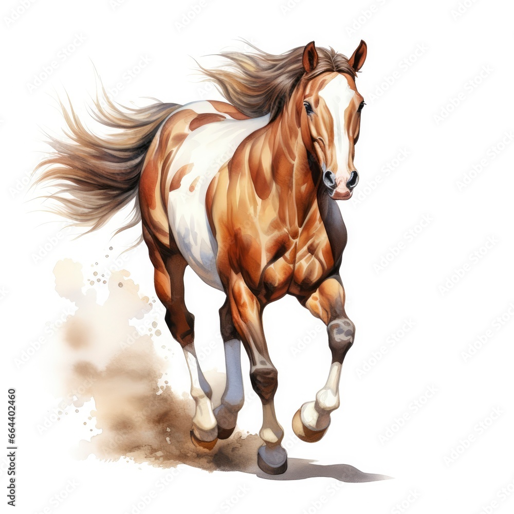 Obraz premium Horse running in watercolor design.