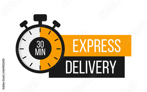 Express Delivery. Stopwatch. Online express delivery service, online order tracking. Vector illustration