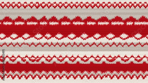 Knitted Christmas and New Year Ugly Sweater seamless pattern. Festive Knitting folk style scandinavian ornaments winter Pattern. For Wallpaper, wrapping paper, textile, knitwear, X-mas greeting card.