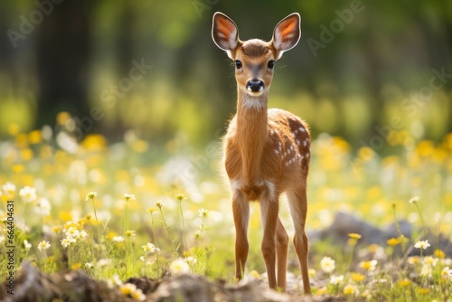 Tela Female roe deer with beautiful flower.