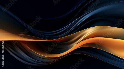 Gold and navy blue waves abstract.