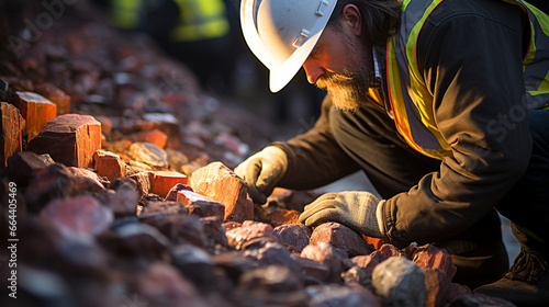 A close-up of a geologist examining core samples, searching for mineral deposits deep within the earth