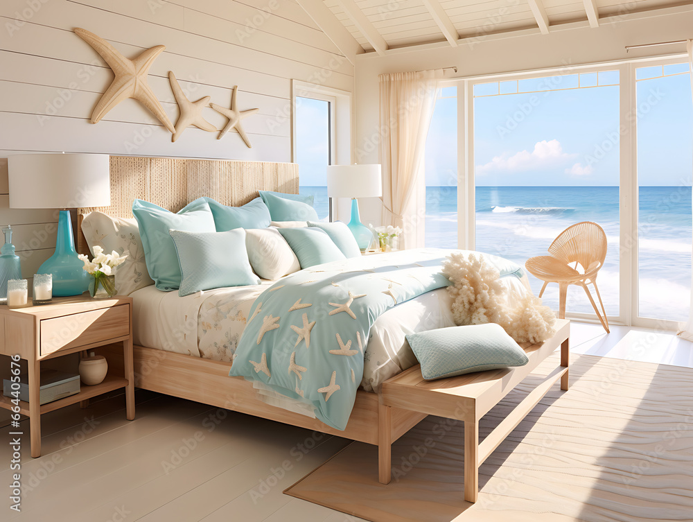 Coastal Bedroom with Seashell Decor