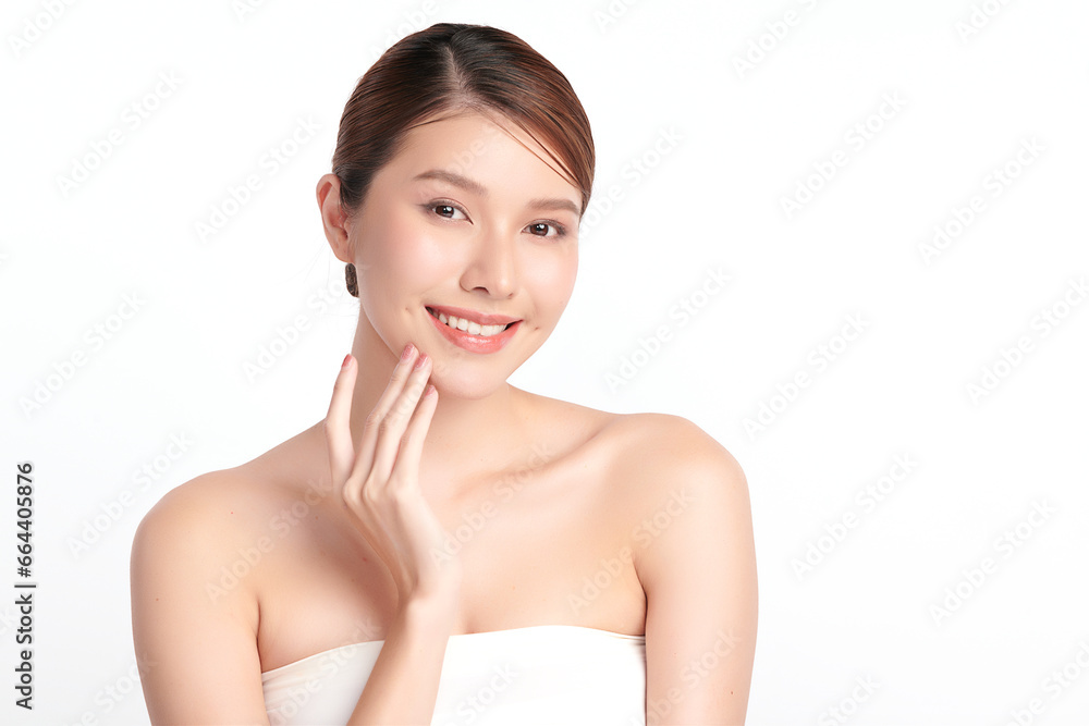 Beautiful young asian woman with clean fresh skin on white background, Face care, Facial treatment, Cosmetology, beauty and spa, Asian women portrait. Beautiful young asian woman with clean fresh skin on white background, Face care, Facial treatment, Cosmetology, beauty and spa, Asian women portrait.