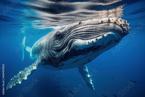 Young Humpback Whale In Blue Water. © Dibos