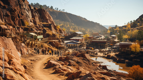 A mining town that has evolved around resource extraction, combining industry with community life