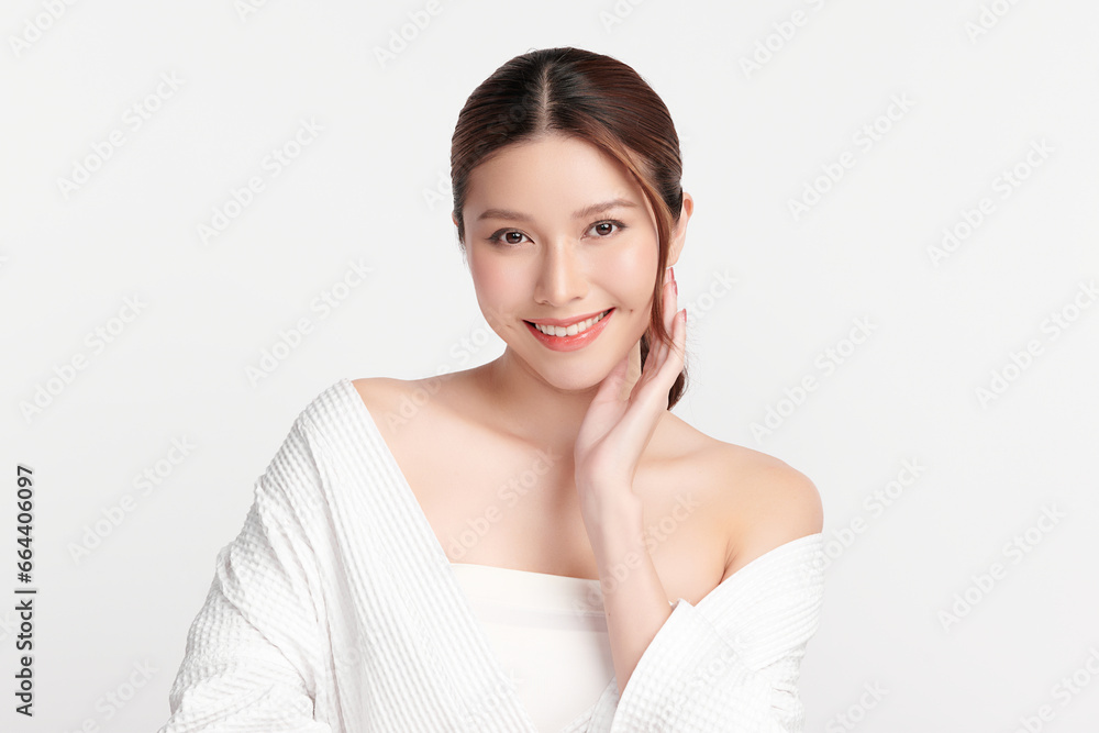 Beautiful young asian woman with clean fresh skin on white background, Face care, Facial treatment, Cosmetology, beauty and spa, Asian women portrait. Beautiful young asian woman with clean fresh skin on white background, Face care, Facial treatment, Cosmetology, beauty and spa, Asian women portrait.