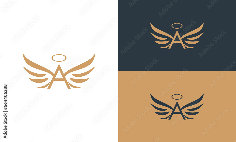 Letter a wings logo design. Flying wings initial letter logo. A Wings Letter Symbol Concept
