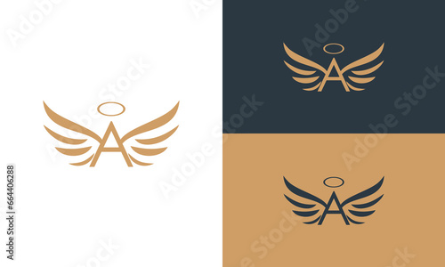 Letter a wings logo design. Flying wings initial letter logo. A Wings Letter Symbol Concept
