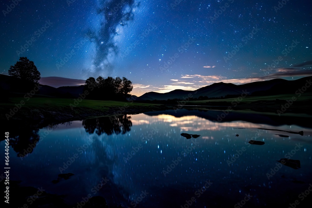 Milky Way Reflected on Lake. Milky Way Reflected on Lake.
