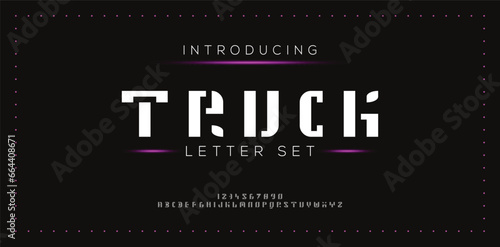 TRUCK special and original font letter design. modern tech vector logo typeface for company.