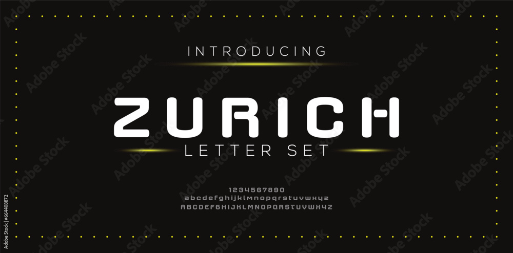 ZURICH special and original font letter design. modern tech vector logo typeface for company.