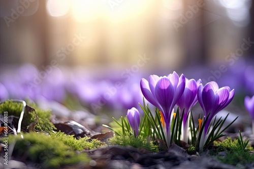 Spring purple crocus flower. photo