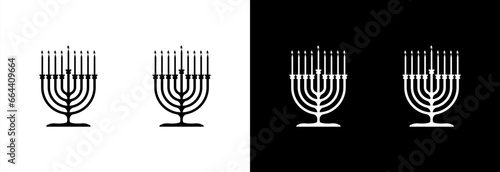 Hanukkah candlestick, on a white and black background.
