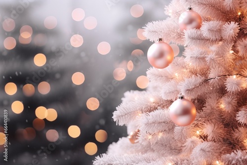 Christmas tree decorated card background pink colors