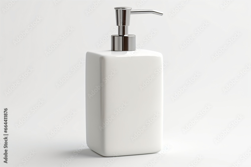 A soap dispenser white bottle isolated on a white background A soap dispenser white bottle isolated on a white background