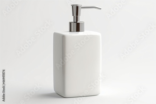 A soap dispenser white bottle isolated on a white background