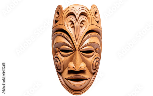 Artisan Wooden Mask Creation on Transparent Background