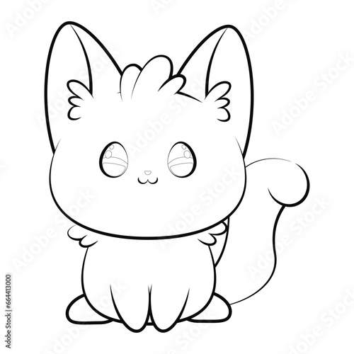 Cute little kawaii kitten coloring page
