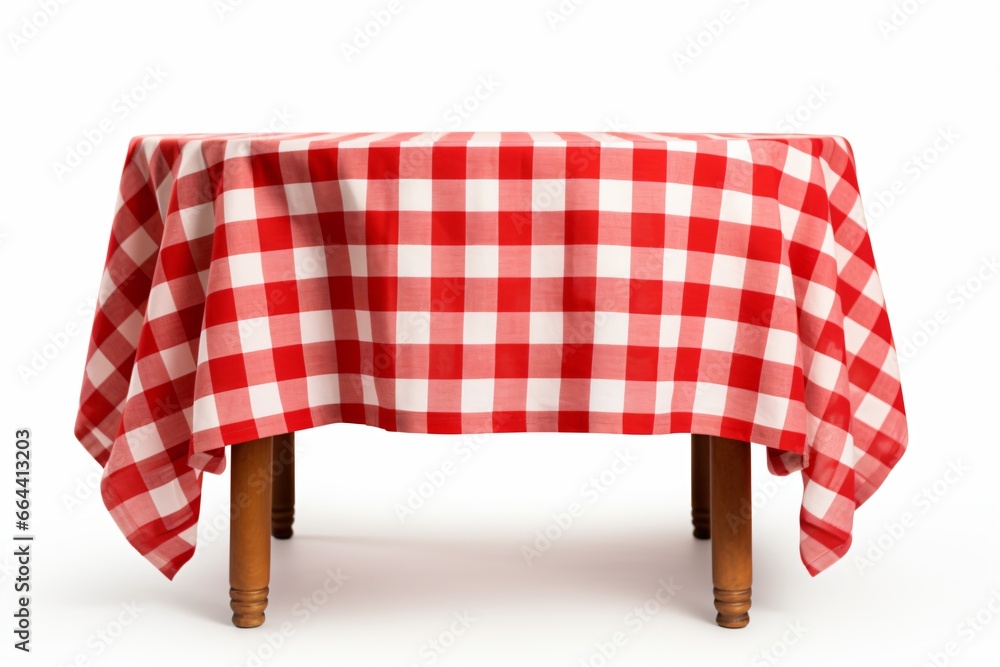 Tablecloth on a table, isolated on a white background Tablecloth on a table, isolated on a white background