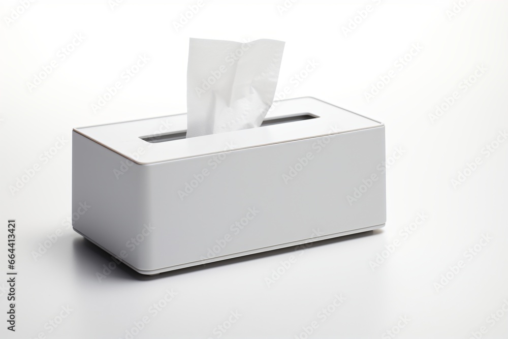 A tissue paper dispenser isolated on a white background A tissue paper dispenser isolated on a white background