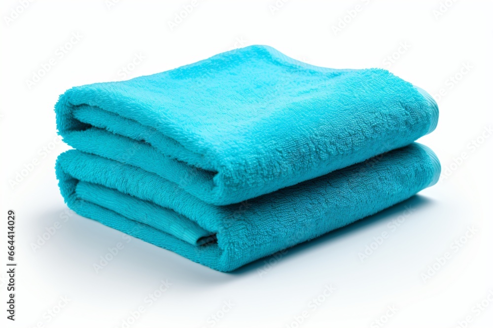 A blue blanket or towel folded and isolated on a white background A blue blanket or towel folded and isolated on a white background