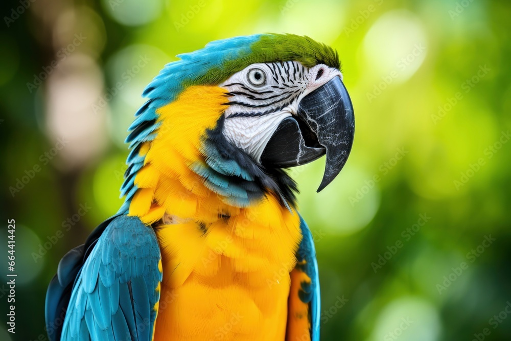 Obraz premium Blue and yellow macaw parrot.